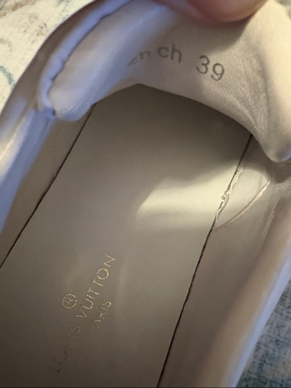 Louis Vuitton White Leather Monogram Sneakers with Brown Heel Tab - Picture 6 of 13